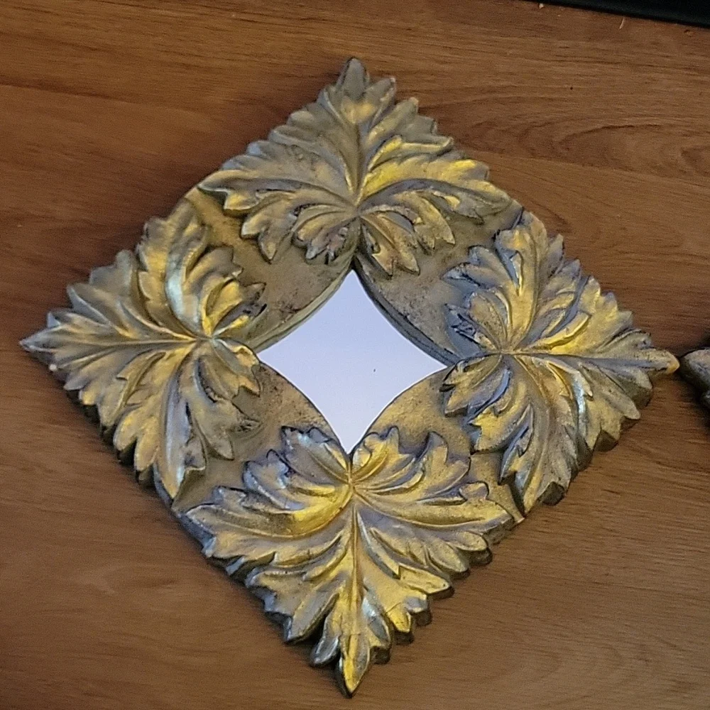 Gold Leaf Corners 3D set of 2 wall mirrors 12